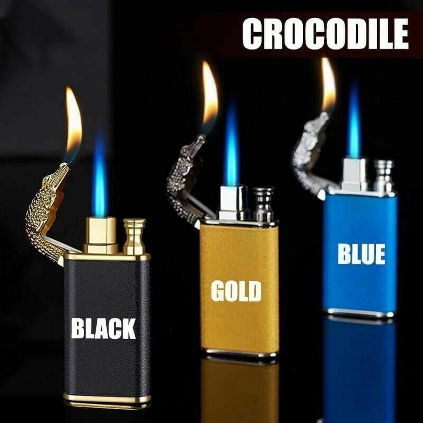 Depploo Magic Double Flame Lighter, Dual Arc Wind-Proof Direct Jet Blue Fire - Refillable Outdoor Luminous Windproof Lighter for Dad Boyfriend Birthday Unique Gift- (Black)