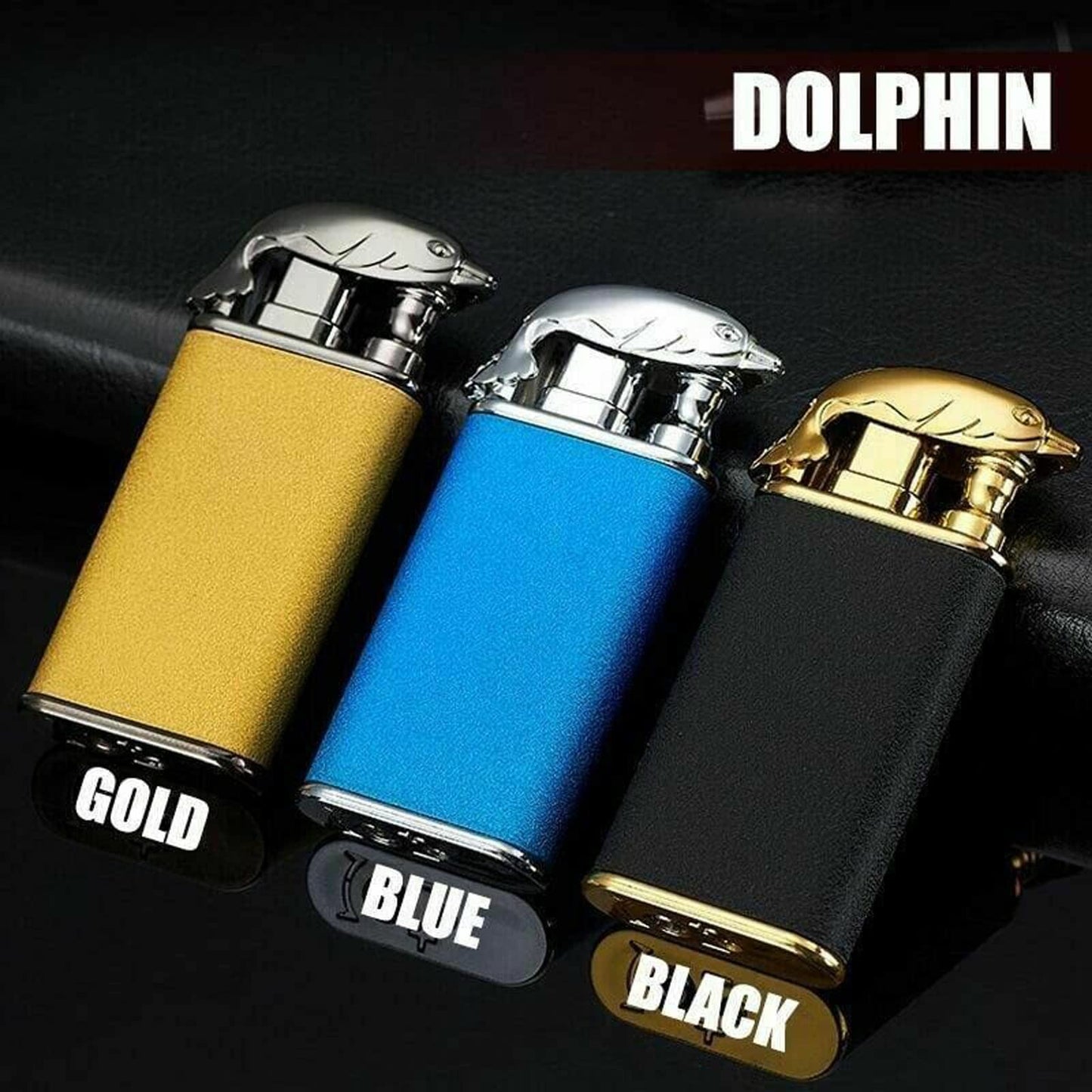 Depploo Magic Double Flame Lighter, Dual Arc Wind-Proof Direct Jet Blue Fire - Refillable Outdoor Luminous Windproof Lighter for Dad Boyfriend Birthday Unique Gift- (Black)