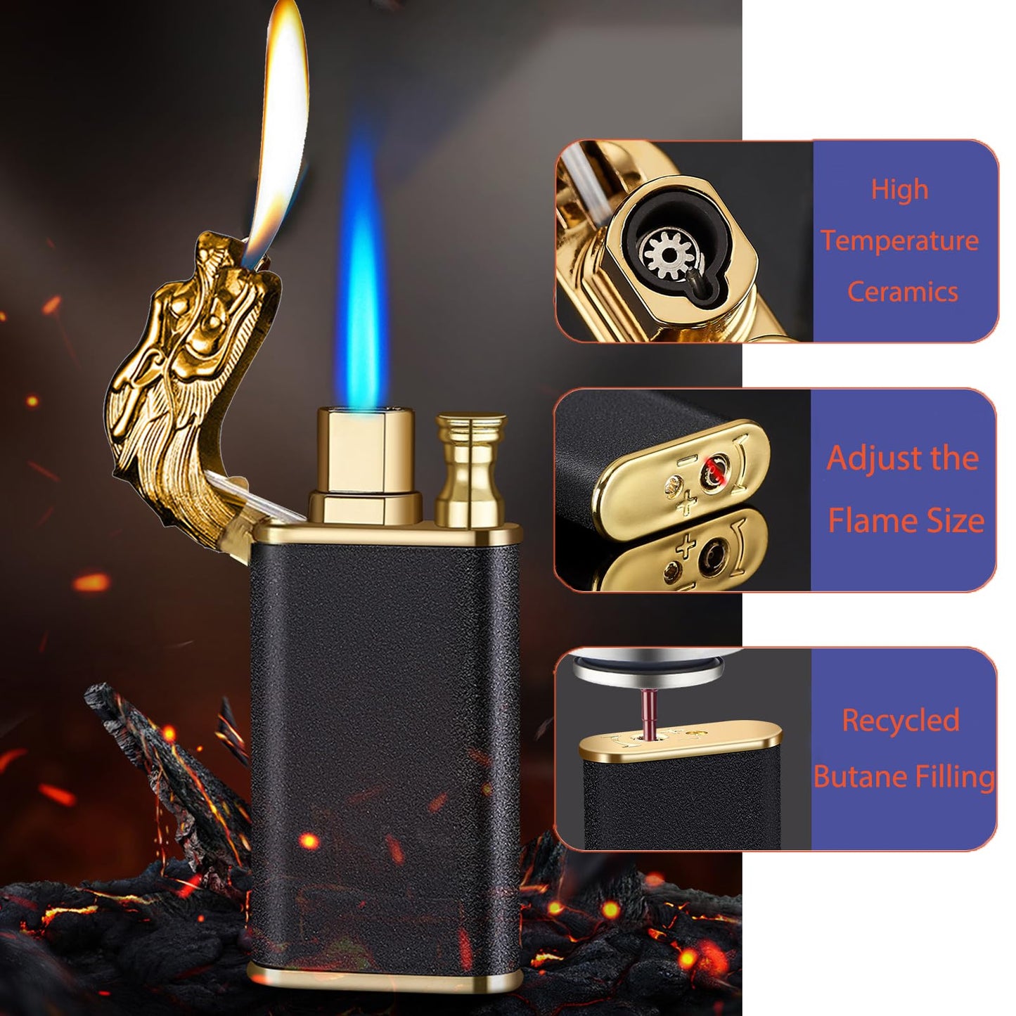 Customizable flame dragon lighter