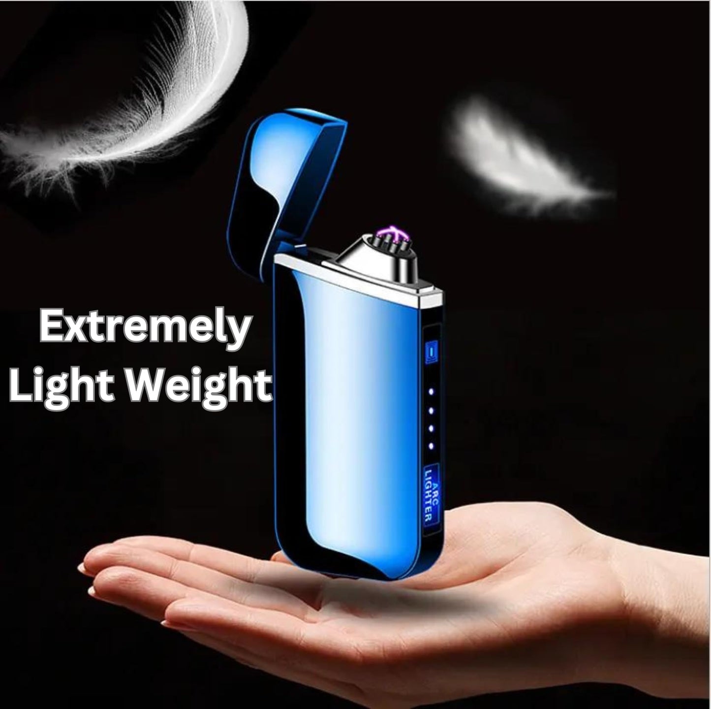 Serenib Electric Dual Arc Plasma Lighter 1 Pack, Rechargeble, Upgraded with Battery Indicator and Gift Box,Windproof Flameless Electric Candle Lighters, Camping, Hiking, Gifts for Men - Black