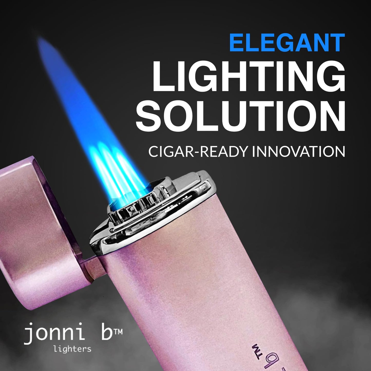 Jonni B One Touch Blue Satin 3-Flame Butane Torch Lighter - Electric Firing, Backlit Butane Window, Punch, Refillable, Adjustable, U.S. Seller with Great Service