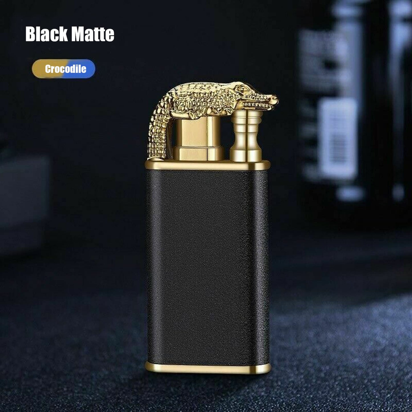 Depploo Magic Double Flame Lighter, Dual Arc Wind-Proof Direct Jet Blue Fire - Refillable Outdoor Luminous Windproof Lighter for Dad Boyfriend Birthday Unique Gift- (Black)